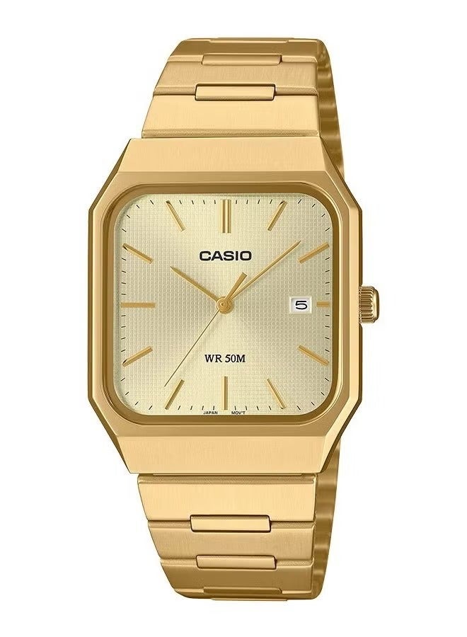 CASIO MTP-B185G-9A – Gold Ion-Plated Stainless Steel Analog Watch with Date Display-40 × 32.5 × 7.3 mm - Image 1